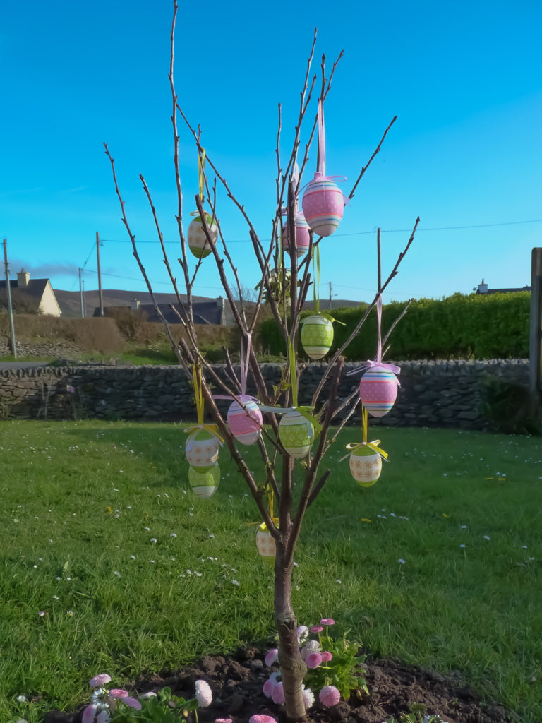 Easter Tree with hanging eggs