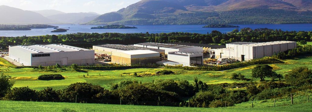 panoramic view of liebherr killarney with lakes in background